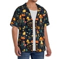 thumbnail image 2 of Gukieu Colorful Plants Mushroom Print Men's Short-sleeved Shirts, Button-down Pocket Shirts, T-shirts, Beach Vacation Travel Summer Clothing-Small, 2 of 5