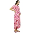 thumbnail image 2 of Bimba Kaftan Front & Back Buttons Gown Printed Maternity Night Wear Caftan, 2 of 7