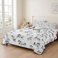 thumbnail image 2 of Full Quilt Set 78''x90'', Black Horse Lightweight Summer Bedspread Coverlet Set with 2 Pillow Shams, Watercolor Vintage Animals Breathable All Season Quilt Bedding for Bedroom/Guest Room, 2 of 9