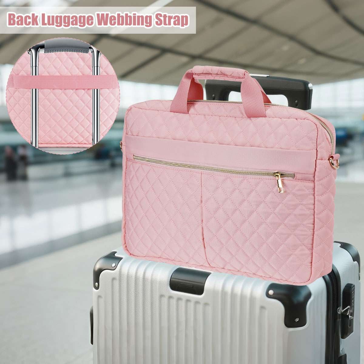Spencer 15.6 Inch Laptop Bag Briefcase, Computer Messenger Bag, Business Work Travel Laptop Shoulder Bag, Carrying Handbag Laptop Sleeve Case Water-Resistant Satchel for Women Men, Pink