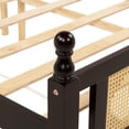 thumbnail image 5 of Noble House Elsie Queen Bed, Pine Wood Frame with Rattan Headboard & Footboard, Enhanced Slat Platform, Espresso, 5 of 21