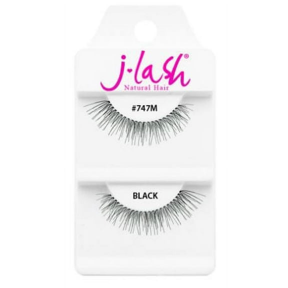 #747M Black , J Lash Daily Eyelashes, hair scalp beauty - Pack of 1 w/ Sleek 3-in-1 Comb/Brush