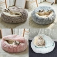 thumbnail image 2 of URMAGIC Pet Cat Small Dog Round Plush Warm Bed Semi-enclosed Nest for Puppy Kitten Deep Sleep Bed Soft Fluffy Calming Kennel, 2 of 10