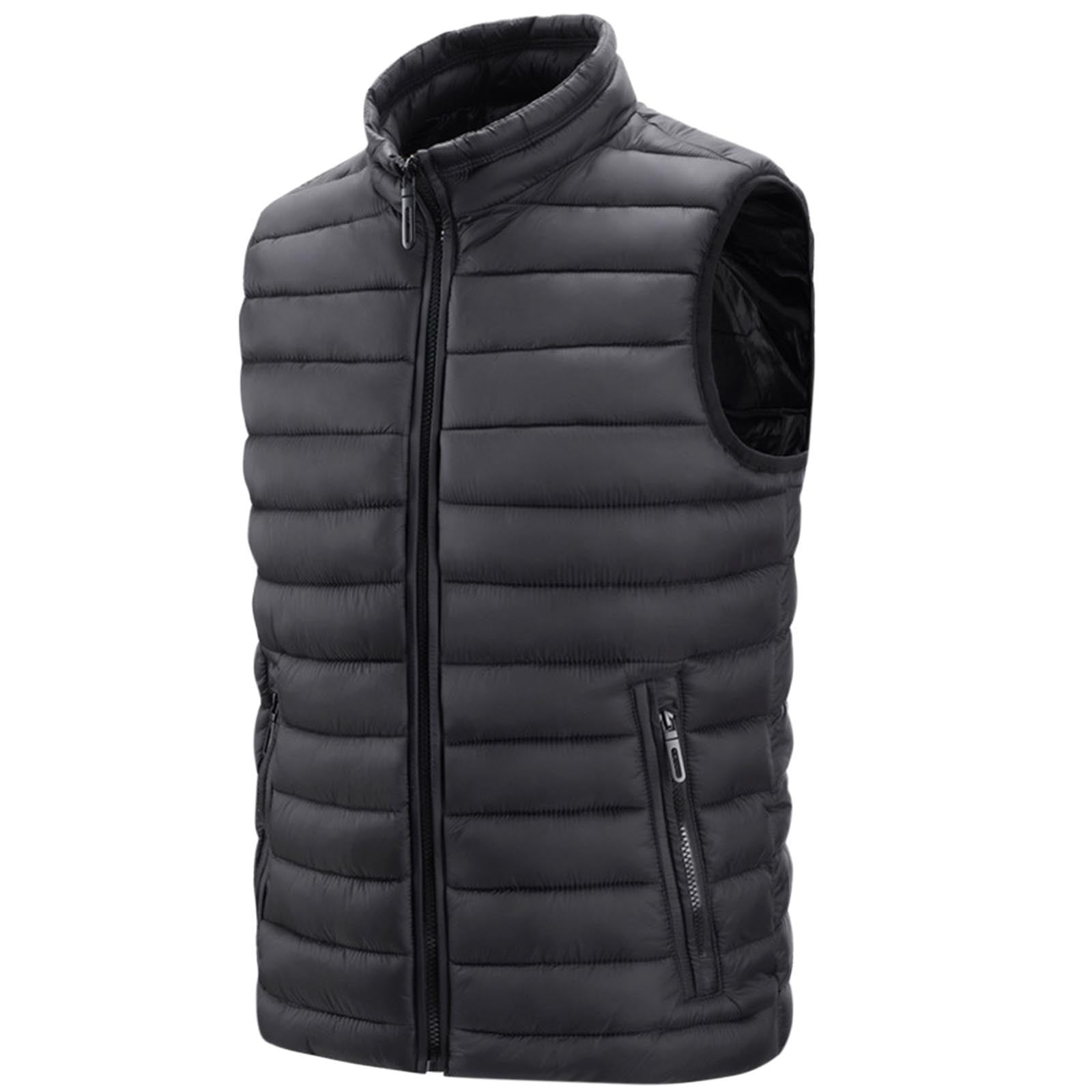 safuny Men's Lightweight Packable Insulated Puffer Vest Outerwear, Warm Winter Sleeveless Jacket for Golf Running Black XXXL