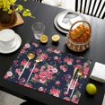 thumbnail image 3 of Pioneer Flower Floral Print Pattern Summer Placemats Table Placemats Set Of 6-Linen Kitchen Washable Placemats Table Mats 12x18 Inch Non-Slip Heat Resistant, 3 of 5