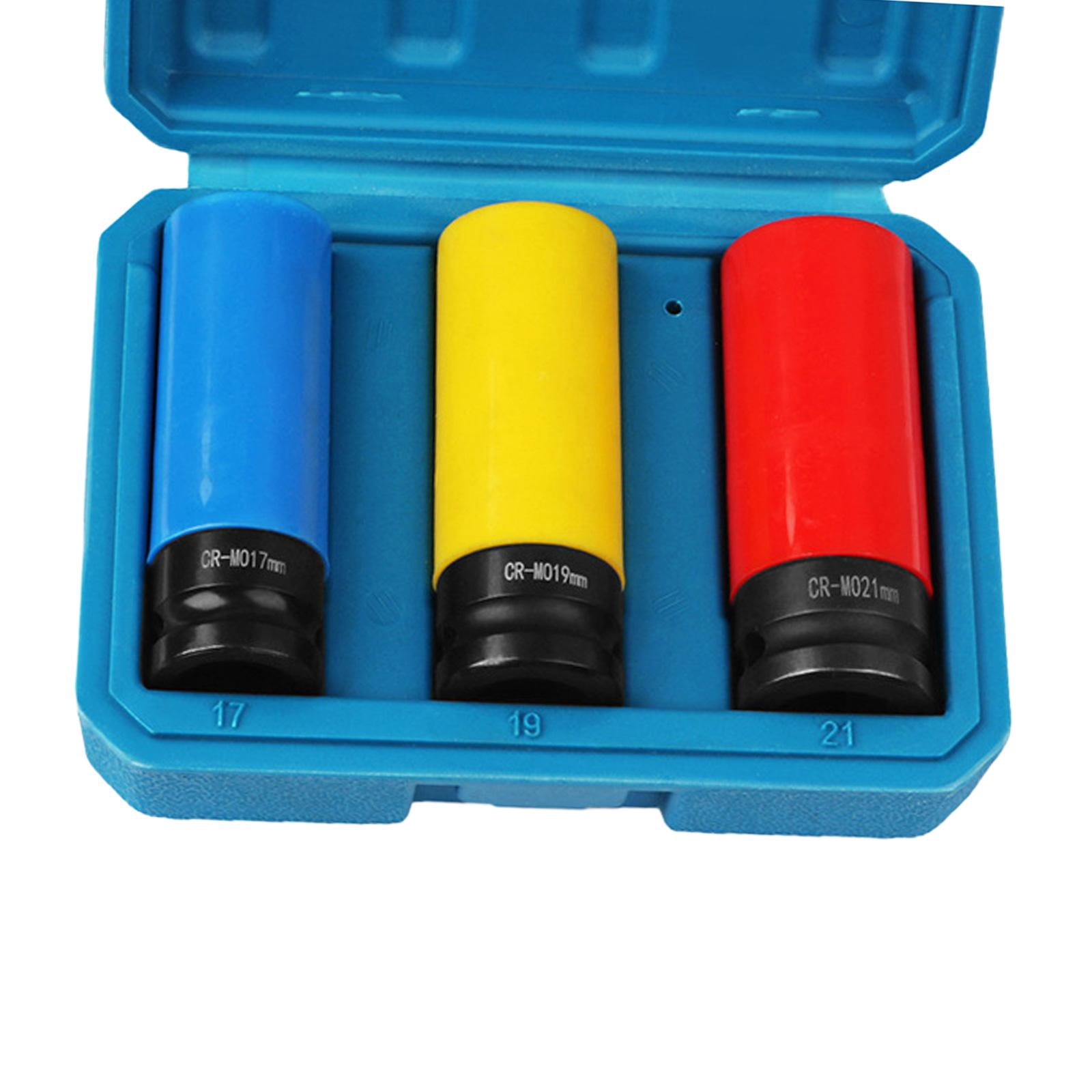 Colaxi Wheel Socket Set ,Socket, Wrench Set with Storage Case, Drive Angle 1/2" Protective Wheel Impact Socket Set for Husband, Men 3 piece