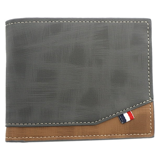 Cartera de cuero simple con múltiples compartimentos para tarjetas, con clip para dinero para hombre, color negro