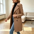 thumbnail image 3 of Vixolx Womens Long Pea Coat Classic Notched Lapel Double Breasted Wool Blend Coat with Tie Belt Side Pockets Winter Casual Office Warm Outerwear, 3 of 8