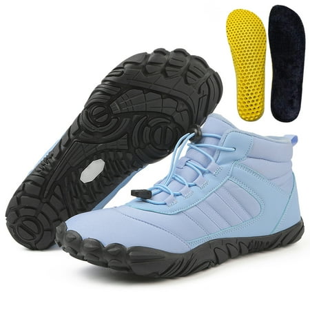 KGOTA Fur Lined Snow Boot Winter Barefoot Boots Women Men Waterproof Winter Sneakers Anti-Slip Outdoor Shoes for Walking Hiking for Winter