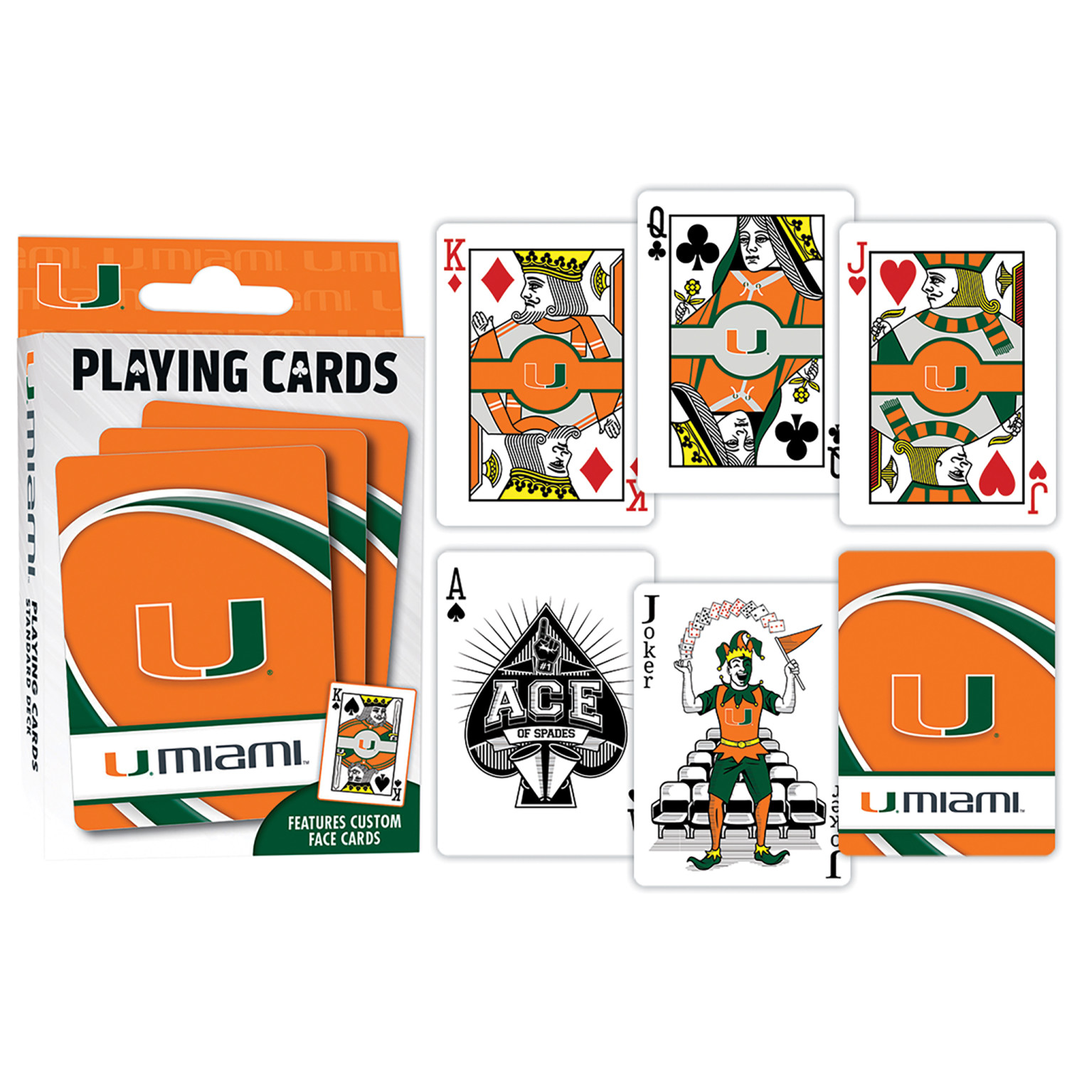 MasterPieces Officially Licensed NCAA Miami Hurricanes Playing Cards - 54 Card Deck for Adults