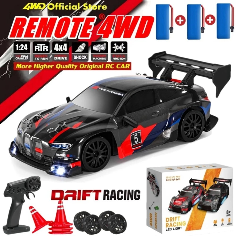 ATJIA RC Drift Car 1:24 Remote Control Cars 2.4GHz 4WD High Speed 30 KM/H Drift RC Cars with LED Light and Drifting Tires Racing Car
