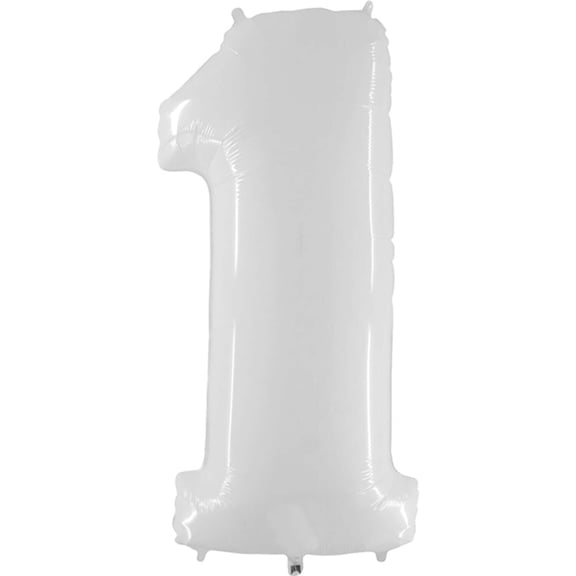 40 inch Number 1 - White Foil Mylar Balloon - Party Supplies Decorations