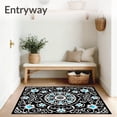 thumbnail image 3 of ODIKA 2'x3' Machine Washable Non-Slip Area Rug, Nordic Snowflake Medallion with Elegant Filigree Motif High Traffic Rug, Black, 654767, 3 of 7