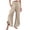 Beige, variant on Linen Palazzo Pants for Women Spring Summer Smocked High Waist Wide Leg Asymmetric Ruffle Hem Flowy Beach Pants with Pockets