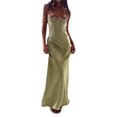 thumbnail image 1 of Vestido de noche largo Lucakuins sin mangas sin espalda con flores de satén para mujer, 1 of 4