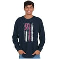 thumbnail image 5 of Breast Cancer Pink Line American Flag Women's Long Sleeve T Shirt Brisco Brands L, 5 of 6