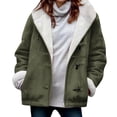 thumbnail image 3 of Fmbrln Womens Plus Size Winter Fleece Jackets Long Sleeve Button Down Thickened Warm Hooded Coat with Pockets, 3 of 6