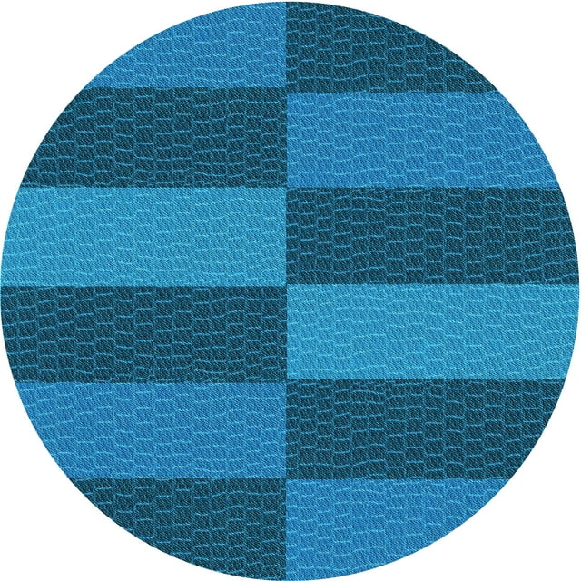 Ahgly Company Tapis d'Intérieur Lavable en Machine Carré Transitionnel Bleu Bleuet, 3 Pieds Carré