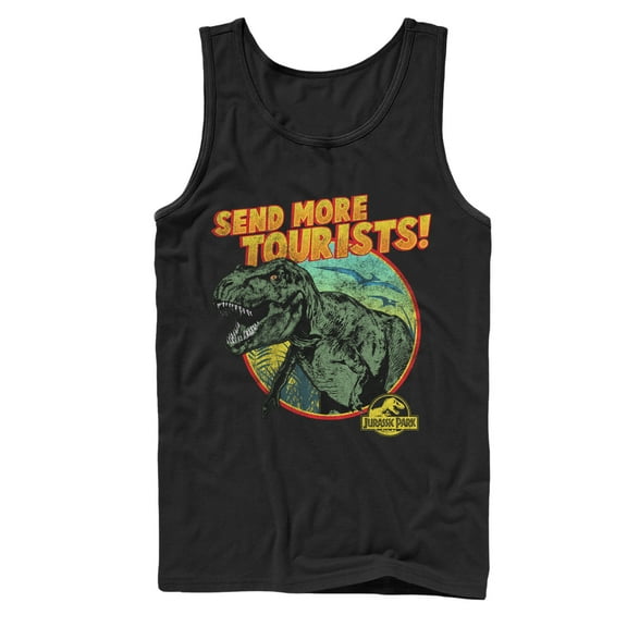 Men's Jurassic Park Vintage Send More Tourists  Tank Top Black Small