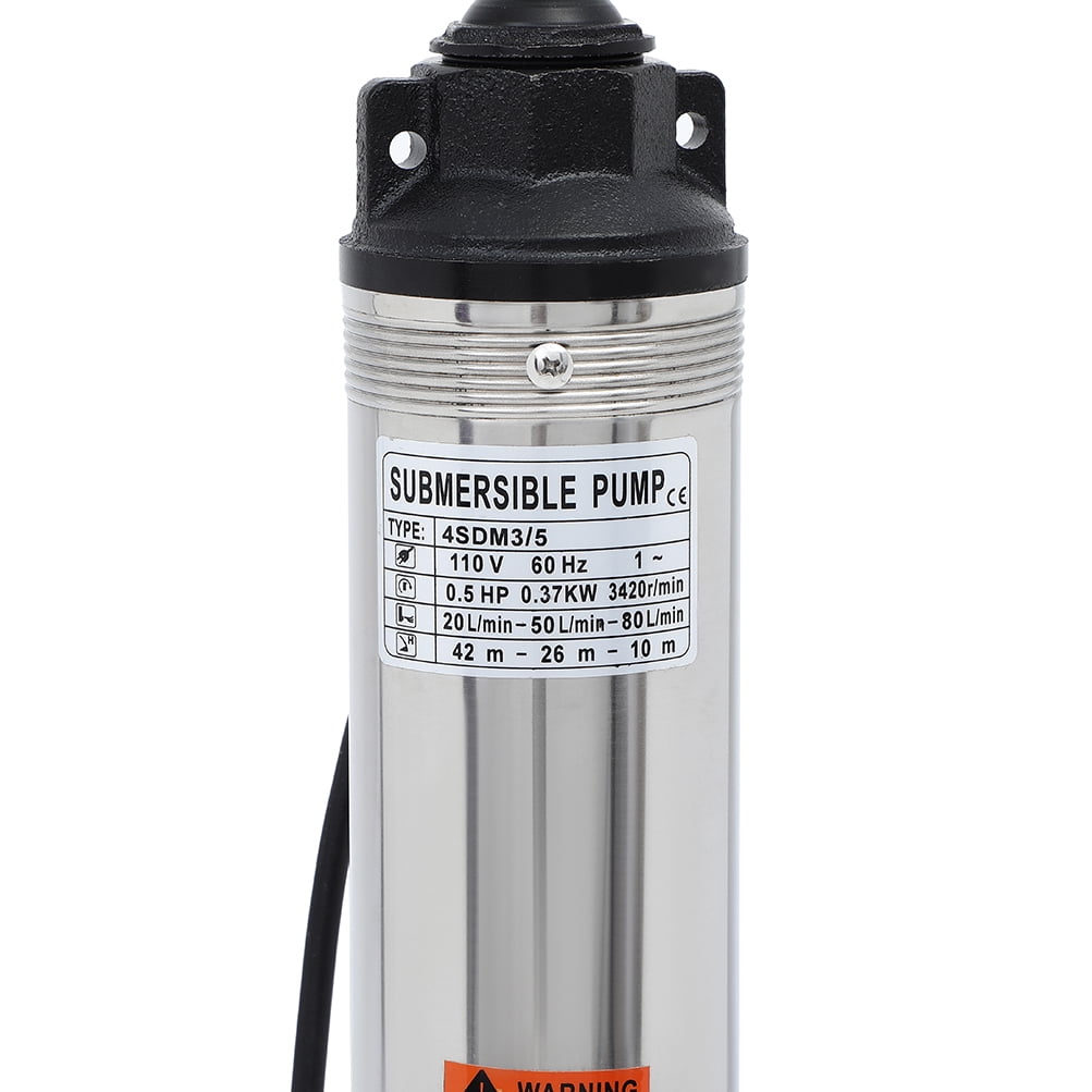 CCIYU Deep Well Submersible Water Pump 1/2 hp 50m / 164ft Stainless Steel Submersible Water Well Pump 8000L / H