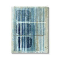 Stupell Industries Retro Mod Shapes Blue Beige Stripes Modern Painting, 16 x 20, Design by Flora Kouta