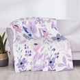 thumbnail image 6 of YFYANG Lightweight Warm Flannel Blanket, Purple Floral Watercolor Pattern Throw Blanket for Bed, Sofa, Travel, Camping, 80"x60", 6 of 7