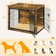 thumbnail image 3 of Yaheetech 32" W Multi Functional Wooden Dog Crate with Anti Skid Plush Mat, Rustic Brown, 3 of 7