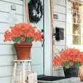 thumbnail image 6 of 6 Bundles Artificial Fake Flowers for Outdoors UV Resistant Faux Silk Flowers Realistic Morning Glory Greenery Plants for Outside Garden Porch Hanging Planters Window Box Decoration (Orange), 6 of 7