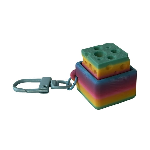 JNXYL 3D Printed Rainbow Cheese Keyboard Fidget Toy Stress Anxiety Relief Mechanical Keyboard Clicker Keychain Decompression Button Sensory Toy