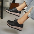 thumbnail image 6 of Domuza Women's Platform Oxford Shoes Classic Chunky Patent Leather PU Square Toe Wedges Casual Lace Up Sneakers for summer Black 5.5（EU-36）, 6 of 6