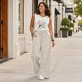 thumbnail image 4 of Stralyhd Barrel Womens Sweatpants Baggy Casual Travel Joggers Elastic Sweat Fashion Pants High Waist 2026 Y2k Pants with Pockets Light Beige XL, 4 of 6