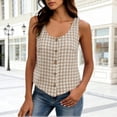 thumbnail image 2 of Horkkom Going Out Tops for Women Summer Linen Sleeveless Tops Dressy Casual V Neck Button Tank Tops S, 2 of 7