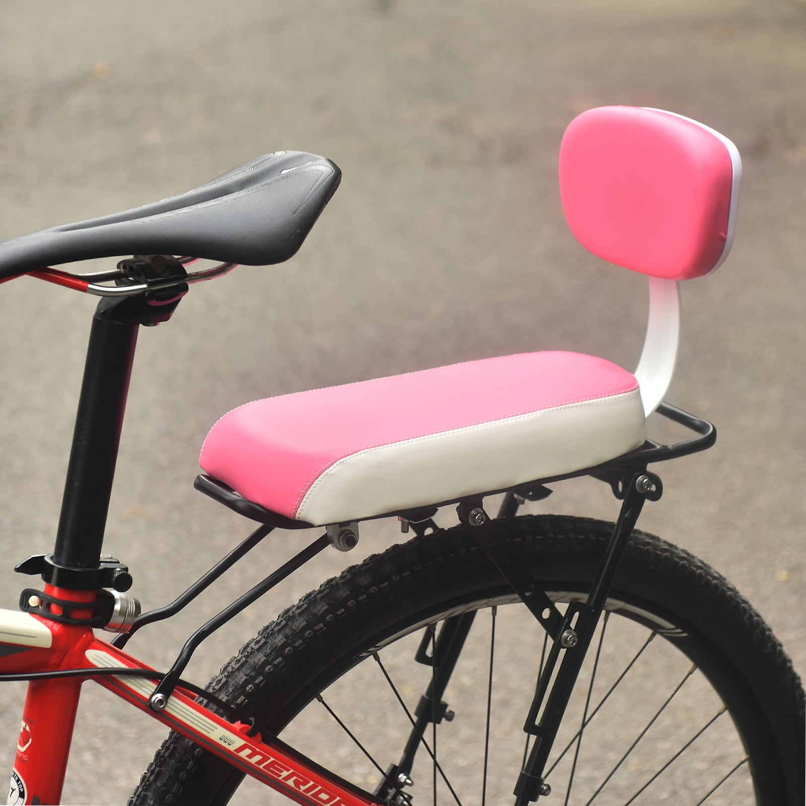 Back Seat Cycling Bike MTB PU Leather Soft Cushion Rear Rack Seat Seat with Back Rest Pink White Walmart