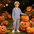 thumbnail image 4 of EnJoCho Kids Hospita𝗅 Patient Halloween Costum𝖾 - Striped Long Sleeve Top and Full Length Pants, Soft Comfortable Dress Up Outfit for Boys Girls, Fun Role Play Costum𝖾 for Holiday Parties, 4 of 8