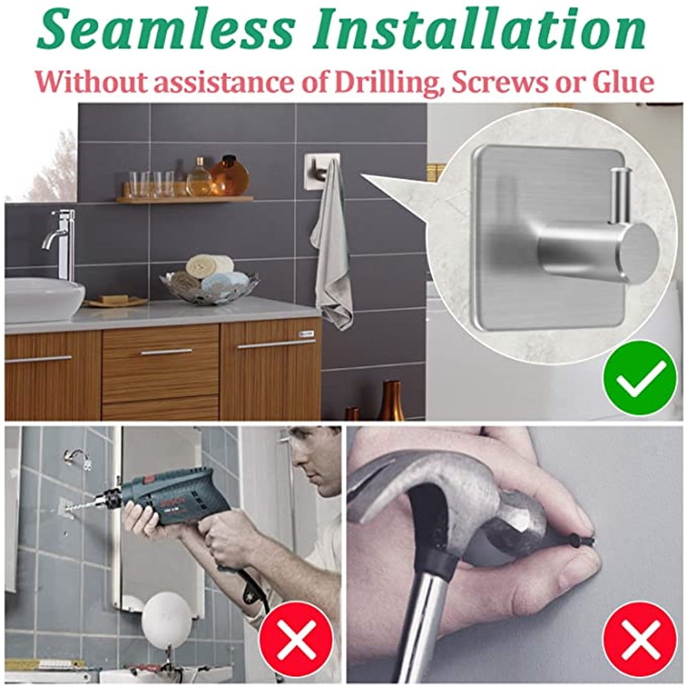 Kepooman Heavy Duty Wall Hooks Self Adhesive Towel Hook Waterproof Hooks, Adhesive Hooks for Hanging for Keys Bathroom Shower Outdoor Kitchen Door Home Improvement Sticky Hooks 4 Pack, Black Kepooman Heavy Duty Wall Hooks Self Adhesive Towel Hook Waterproof Hooks, Adhesive Hooks for Hanging for Keys Bathroom Shower Outdoor Kitchen Door Home Improvement Sticky Hooks 4 Pack, Black