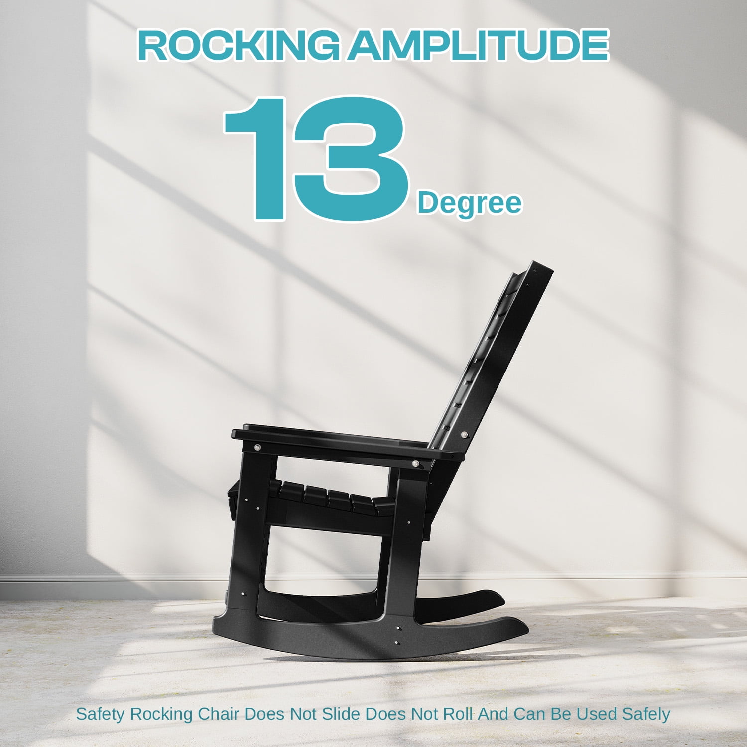 FODINGHILL Outdoor Rocking Chair Set of 2,HDPE Oversized Rocking Chair Outdoor,High Back Rocking Patio Chairs for Porch Garden Balcony,Black