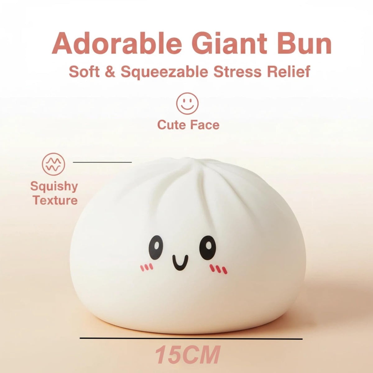 Giant Dumpling Squishy for Adults, 4/6/10 Inch Jumbo Dumpling Stress Ball, Soft Squeeze Decompression Dough, Anxiety Relief Fidget, Adult Fidget Tool (Pink L: 25cm/10inch)