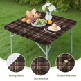 thumbnail image 4 of Brown Beige Checkerboard Checkered Pattern Square Fitted Tablecloth with Elastic Edge,Square Table Cover,Washable Elastic Table Cover for Home Kitchen Party Decor 34"x34", 4 of 6