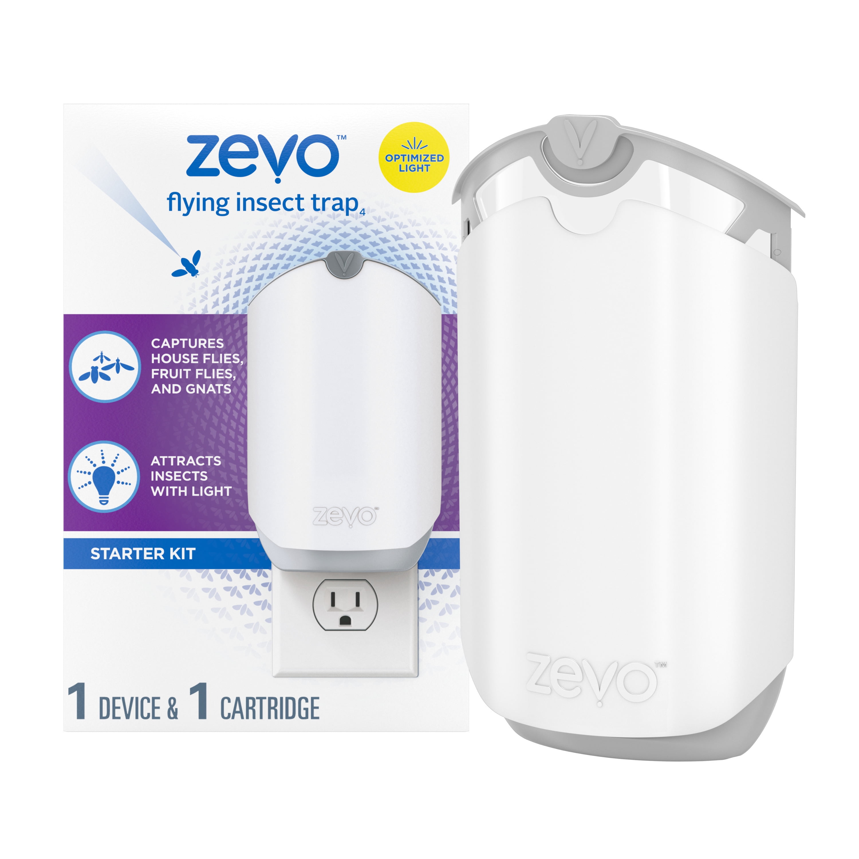 Zevo Flying Insect Trap, Fly Trap (1 Plug-In Base + 1 Refill)