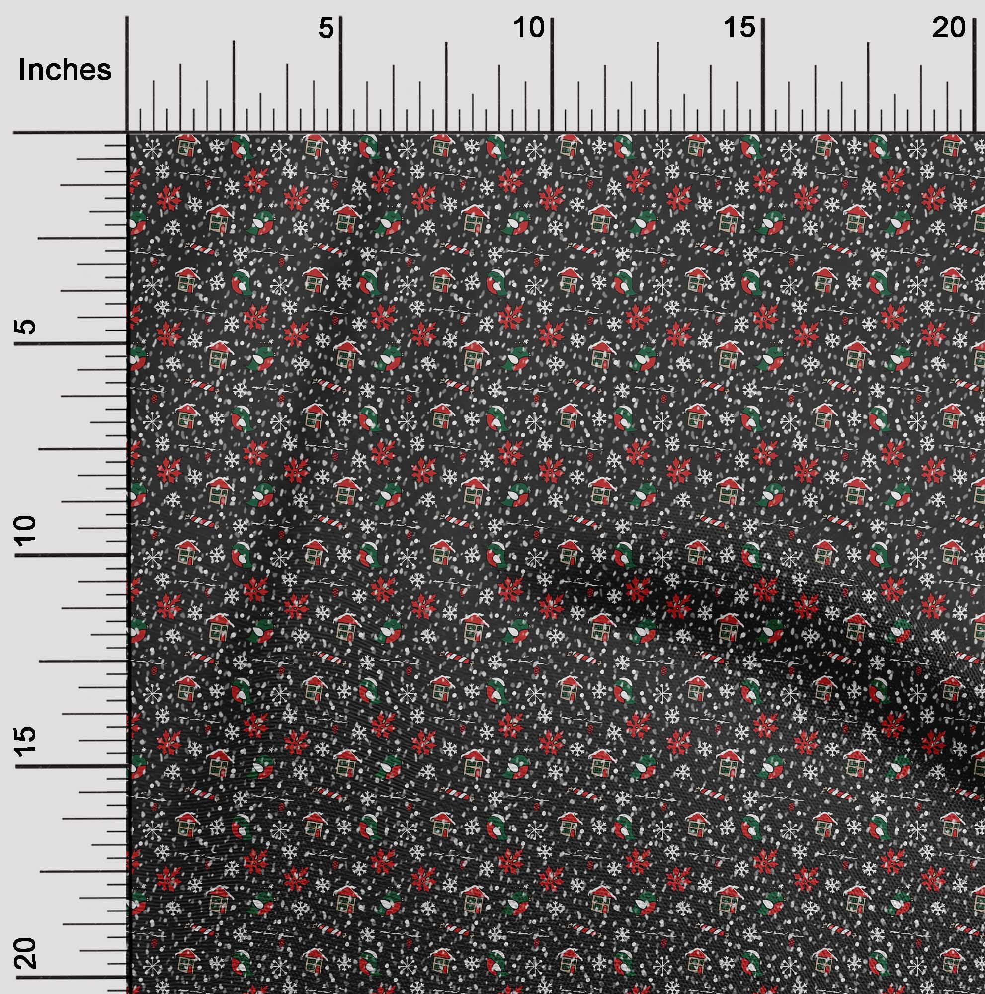 oneOone Polyester Lycra Black Fabric Christmas Diy Clothing Quilting Fabric Print Fabric By Yard 56 -Inch Wide