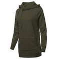 thumbnail image 2 of A2Y Women's Relax Fit Long Sleeve Kangaroo Pockets Asymmetric Hoodie Sweatshirts Dark Olive XL, 2 of 6
