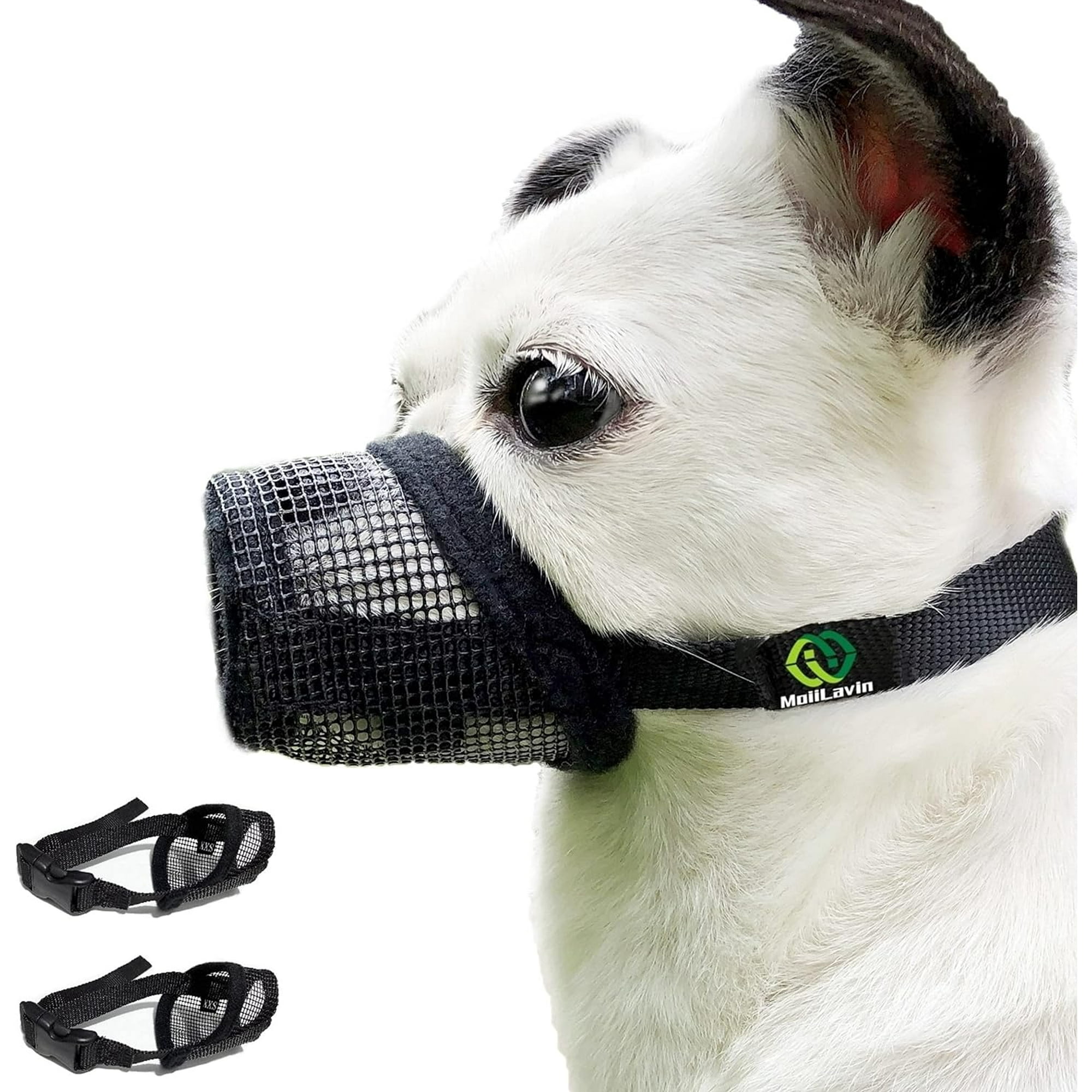 iLavin Dog Muzzle XS 2 Packs for Small Dogs with Long Snout Quick Fit Dog Muzzle Adjustable Prevent from Biting Barkin Air Mesh Black