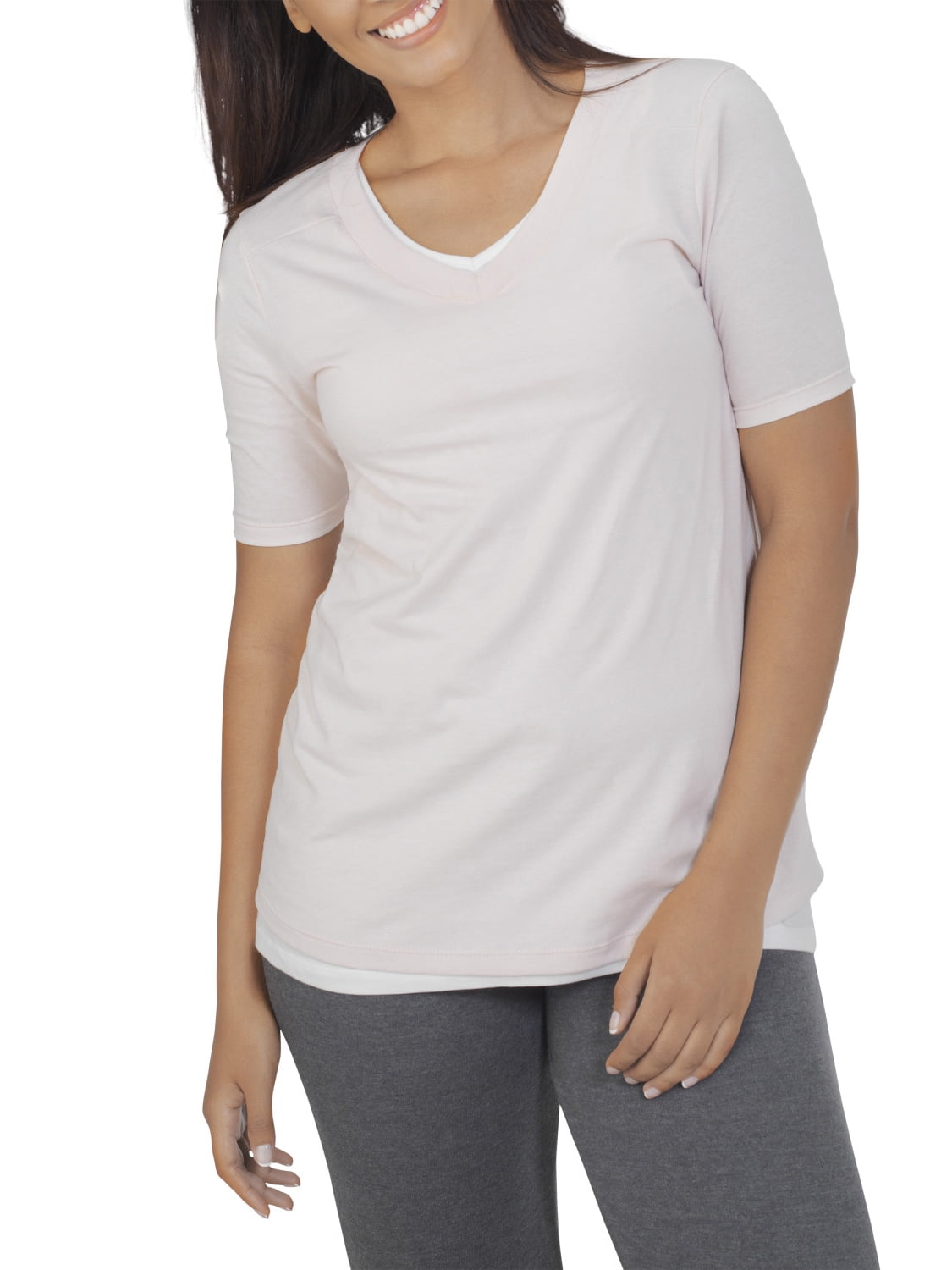 Fruit Of The Loom Damen T-Shirt – V-Ausschnitt, Ellbogenlänge, Aus Weichem Tri-Mix, Etikettfrei