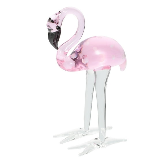 Masteelf Glass Flamingo Ornament Desktop Decoration Crystal Flamingo Figurine Animal Sculpture for Tabletop Shelf Desk Party Decorations