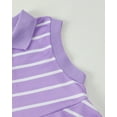 thumbnail image 4 of Baby Girls Clothes Toddler Girls Polo Dress 3T Girls Summer Casual Dress 4T Girls Lapel Sleeveless Stripe Dress Purple, 4 of 7