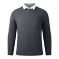 thumbnail image 4 of Siilsaa Men's Crew Neck Sweater Slim Fit Lightweight Sweatshirts Knitted Pullover for Casual Or Dressy Wear Dark Gray,XL, 4 of 5