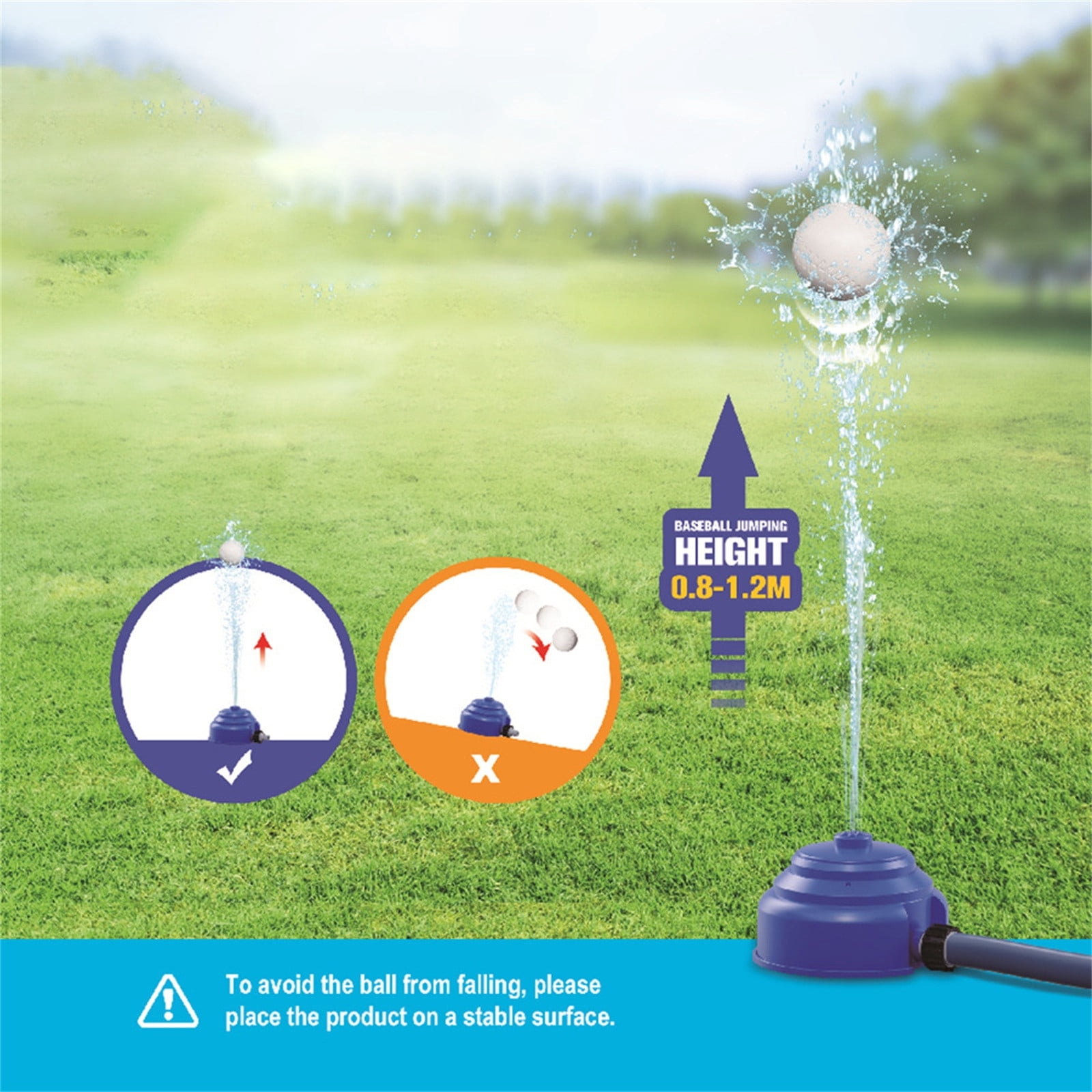 2-in-1 Baseball Water Sprinkler Play Toy, Kids Outdoor Summer Garden Lawn Game Set, Splash Ball Interactive Activity Toy for Boys Girls Backyard Pool Use