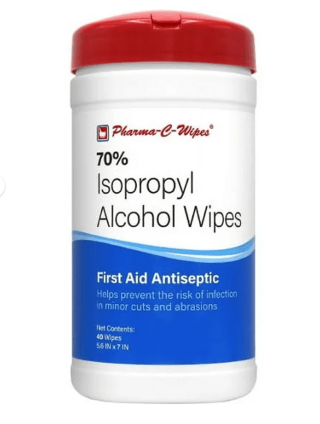 Pharma-C-Wipes Antiseptic Hand Wipes with Isopropyl Alcohol, 40 Per Canister, 8 Canisters
