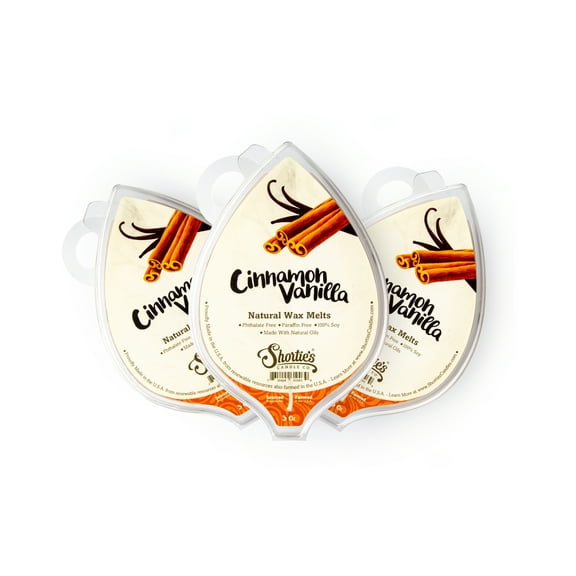 Cinnamon Vanilla Soy Wax Melts 3 Pack - Highly Scented   Phthalate Free   Natural Oils - Shortie's Candle Company