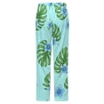 thumbnail image 6 of Blue Flowers Tropical Leaves Pattern Winter Female Pants Flannel High Waist Women Pants Lady Warm Straight Leg Plush Trousers, 6 of 7
